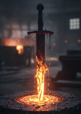 Fiery Sword Forged in Darkness