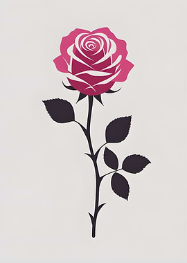 Elegant Pink Rose Illustration