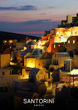 Santorini Greece at Dusk