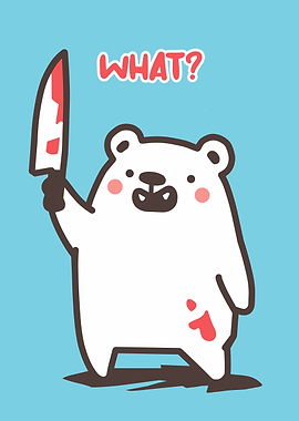Cartoon Bear with Bloody Knife
