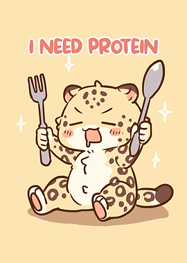 Cute Leopard Needs Protein Cartoon