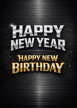 Happy New Year and Birthday Greeting