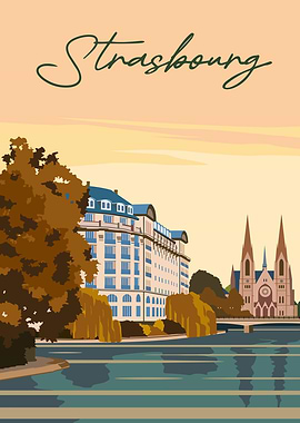 Strasbourg Cityscape Illustration