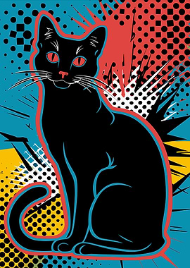 Pop Art Black Cat Illustration