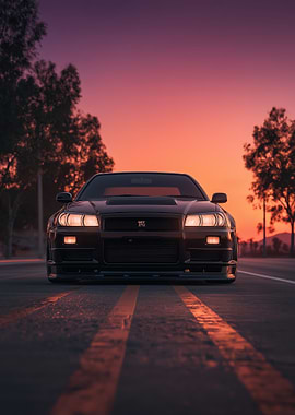 Nissan Skyline R34 at Sunset