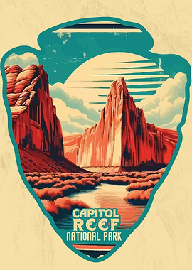 Vintage Capitol Reef National Park, Retro National park, United States of America Capitol Reef