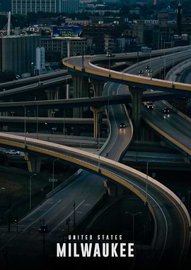 Milwaukee Highway Overpass at Dusk