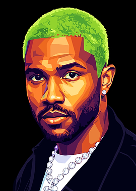 Frank Ocean Portrait with Green Hair