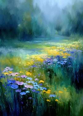 Floral Meadow Painting