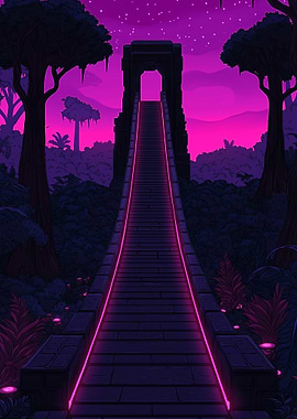 Neon Lit Stairway to the Sky