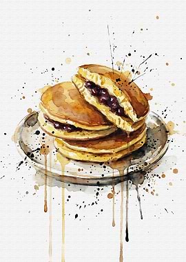 Dorayaki Watercolor Painting