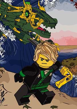 Ninjago Lloyd and Dragon Illustration