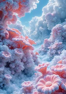 Dreamy Pink Coral Cloudscape