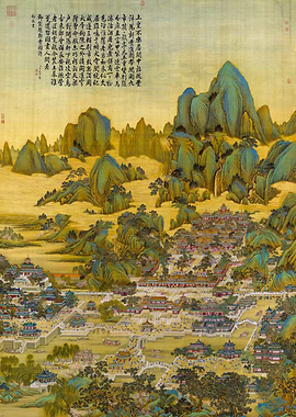 Ancient Chinese City & Mountains Landscape Painting Wang Shimin