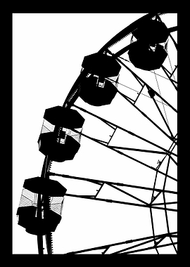 Black and White Ferris Wheel Silhouette