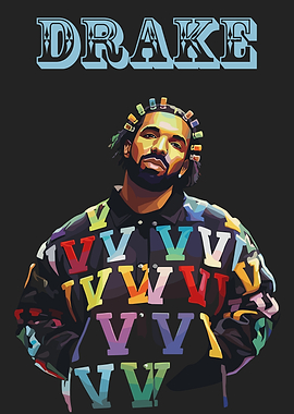 Drake Portrait with Colorful Jacket