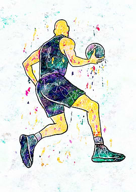 Basketball Player Watercolor Art