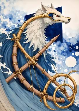 Wolf of the Tides – Bamboo Anchor – Abstract Fantasy #142