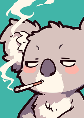 Cartoon Koala Smoking Cigarette