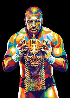 Triple H colorful pop art portrait