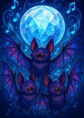 Cute Bats Stained Glass Art
