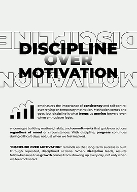 Discipline Over Motivation Inspirational Poster