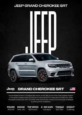 Jeep Grand Cherokee SRT Car Poster