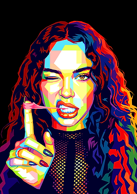 Colorful Portrait of Woman with Gum Katseye