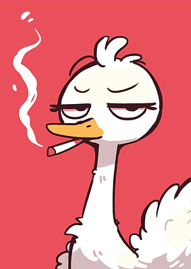 Smoking Duck Cartoon Character