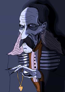 Nosferatu Creepy Man with Heart Pendant