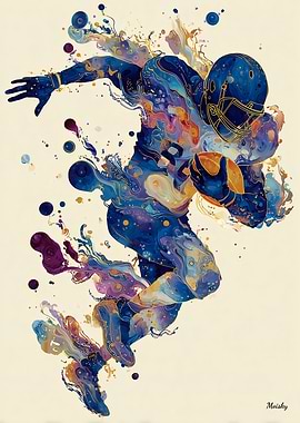 Abstract Fluid Ink Football Player – Expressive Motion Art