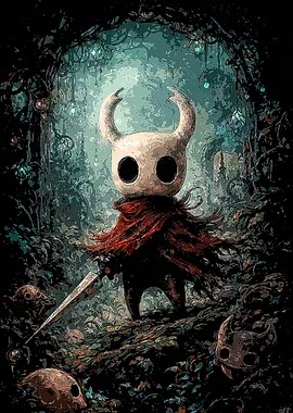Hollow Knight in a Dark Forest