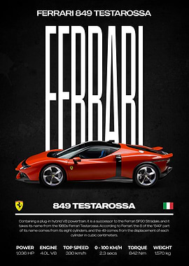 Ferrari 849 Testarossa Car Poster