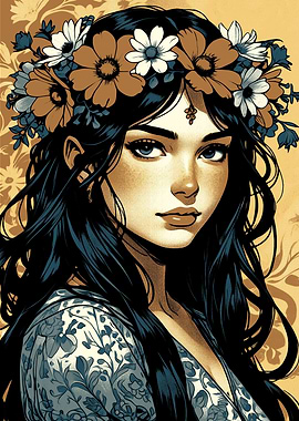 Woman with Flower Crown Portrait