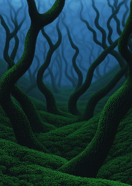 Mystical Green Forest Landscape