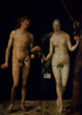 Adam and Eve pixelated