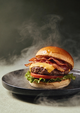 Delicious Bacon Cheeseburger with Smoke