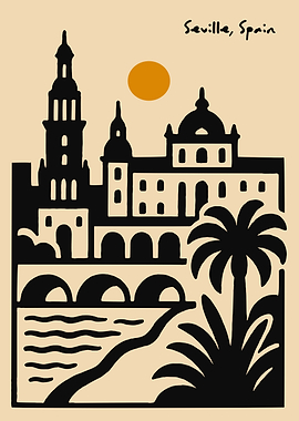 Seville, Spain Cityscape Illustration