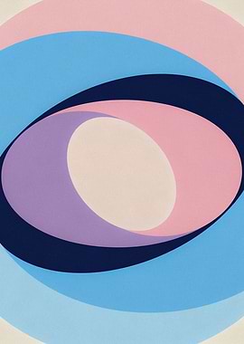 Mid-Century Modern Geometric Art - Pastel Orbit Abstract
