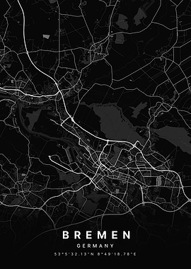 Bremen Germany Black Map