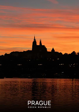 Prague Sunset Silhouette