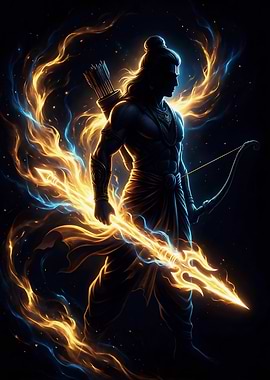 Divine Archer of Fire – Epic Mythological Warrior Art