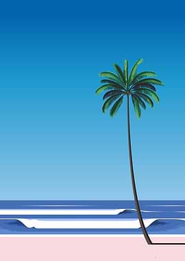 Tropical Beach with Palm Tree