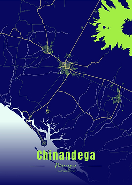 Chinandega, Nicaragua Map Art