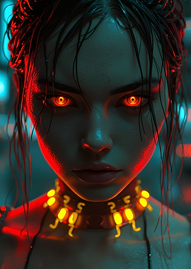 Cyberpunk Girl with Glowing Eyes