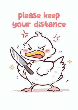 Angry Duck with Knife Cartoon Illustration