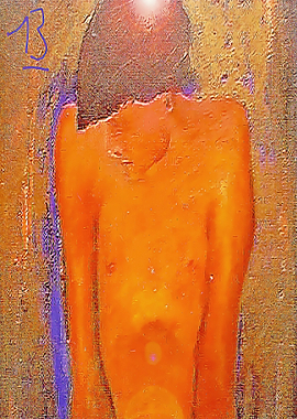 Abstract Orange Figure with Textured Background