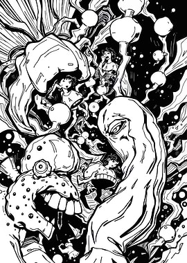 Monochrome Surreal Comic Book Illustration