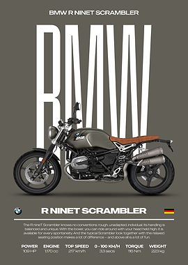 BMW R NineT Scrambler Motorcycle Poster