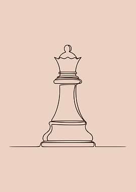 Chess Queen Minimalist Line Art (dark version)